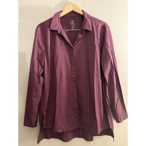Aday Women’s M Button Up Shirt Purple Long Sleeve Collared Top